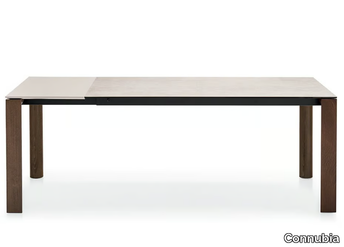 DORIAN - Extending table with glass ceramic top and wooden legs _ Connubia