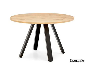 STECCO - Round melamine-faced chipboard table with beech legs _ Connubia