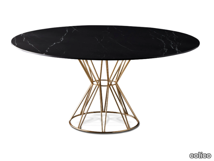 CIRCUS - Round table in porcelain stoneware and steel base _ colico