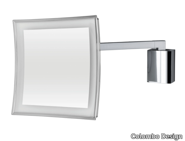 ANNA - Square wall-mounted shaving mirror with integrated lighting _ Colombo Design