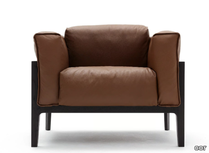 ELM - Leather armchair with armrests _ COR