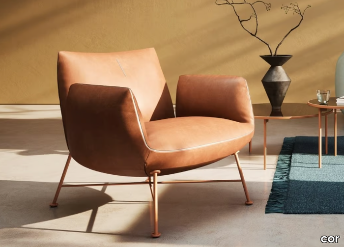 JALIS - Leather armchair with armrests _ COR