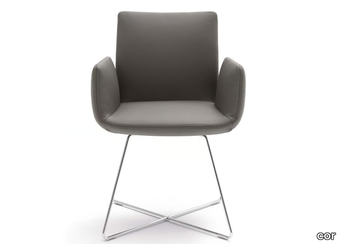 JALIS - Leather restaurant chair with armrests _ COR