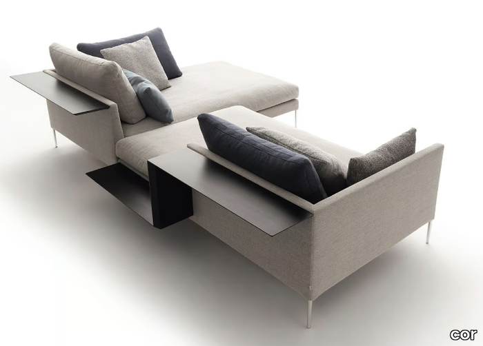 PILOTIS - Fabric sofa with chaise longue _ COR