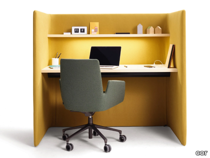 FLOATER - Wood veneer workstation desk with cable management _ COR