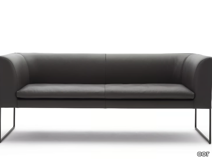 MELL - Upholstered leather bench with back _ COR