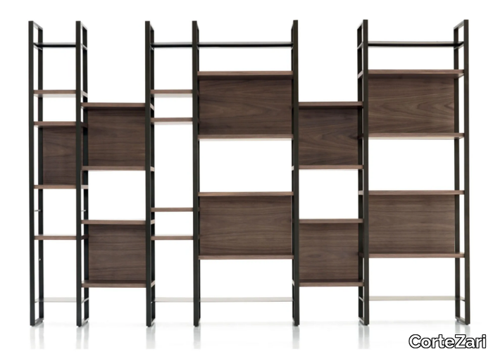 LINK - Open sectional iron and walnut bookcase _ CorteZari