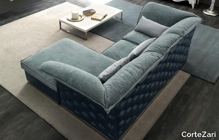 TIAGO - 3 seater tufted fabric sofa with chaise longue _ CorteZari