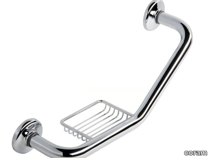 HOTEL - Metal grab bar with soap holder _ coram