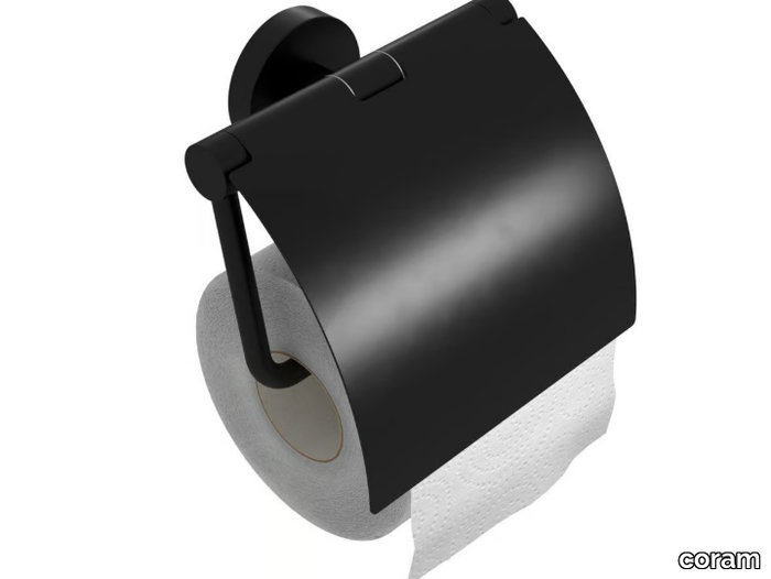 NEMOX BLACK - Metal toilet roll holder with cover _ coram