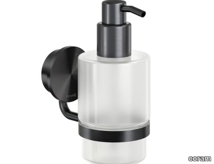 OPAL BRUSHED - Wall-mounted Glass and Stainless Steel Bathroom soap dispenser _ coram