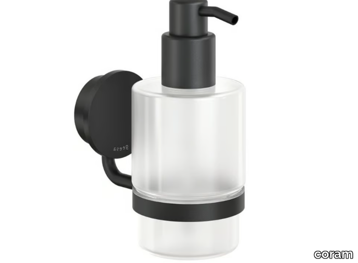 OPAL BLACK - Wall-mounted Glass and Stainless Steel Bathroom soap dispenser _ coram