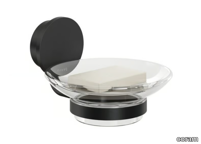 OPAL BLACK - Wall-mounted Glass and Stainless Steel soap dish _ coram