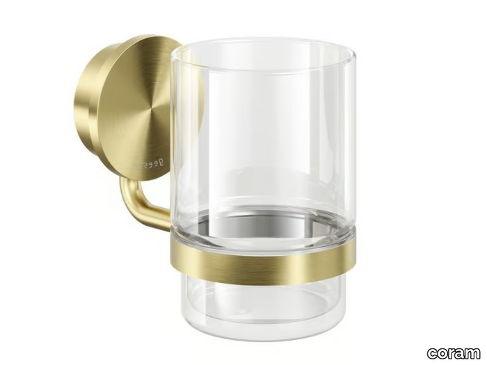 OPAL GOLD - Wall-mounted Glass and Stainless Steel toothbrush holder _ coram