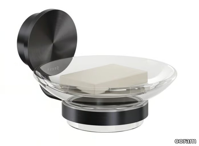 OPAL BRUSHED - Wall-mounted Glass and Stainless Steel soap dish _ coram