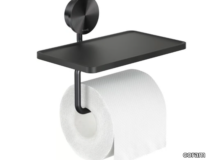 OPAL BRUSHED - Stainless steel toilet roll holder with shelf _ coram