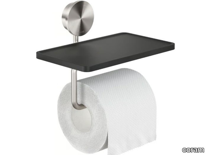 OPAL - Stainless steel toilet roll holder with shelf _ coram