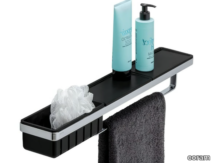 FRAME CHROME BLACK - Metal towel rack / bathroom wall shelf _ coram