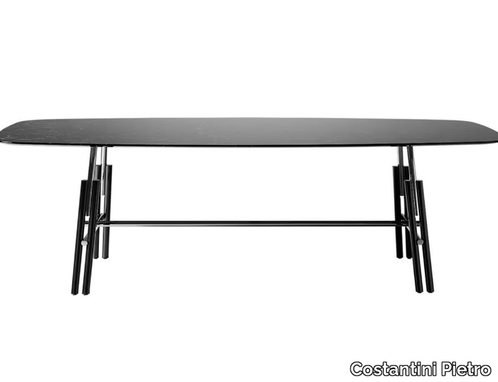 LINES - Rectangular Nero Marquina marble table _ Costantini Pietro