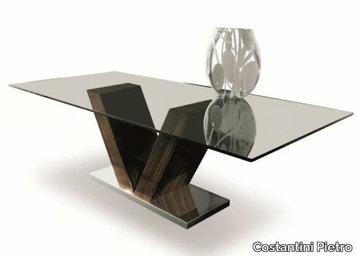 VANITY - Rectangular wood and glass table _ Costantini Pietro