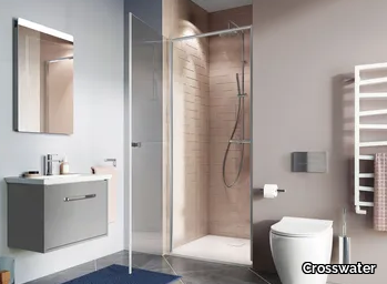 Rectangular shower tray - Niche tempered glass shower cabin with hinged door _ Crosswater