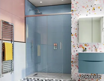 Rectangular shower tray - Niche tempered glass shower cabin with sliding door _ Crosswater