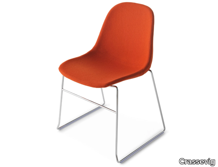 POLA LIGHT R SB - Stackable sled base upholstered chair _ Crassevig