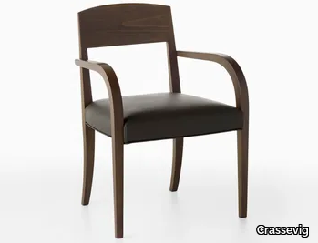 LASA P - Upholstered beech chair with armrests _ Crassevig