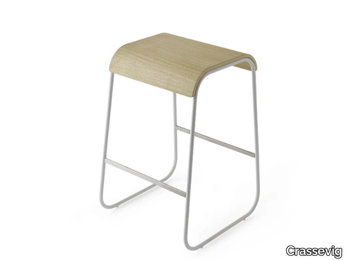 LINEO 65 - Sled base wooden stool _ Crassevig