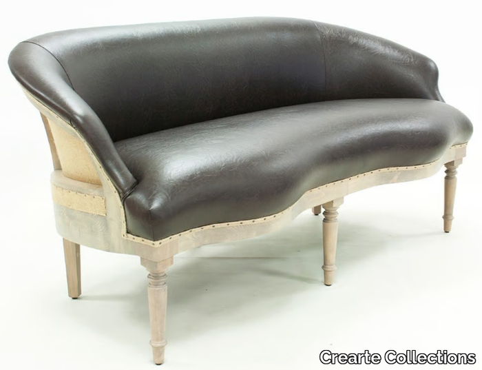 COTTON ESSENCE - Leather small sofa _ Crearte Collections