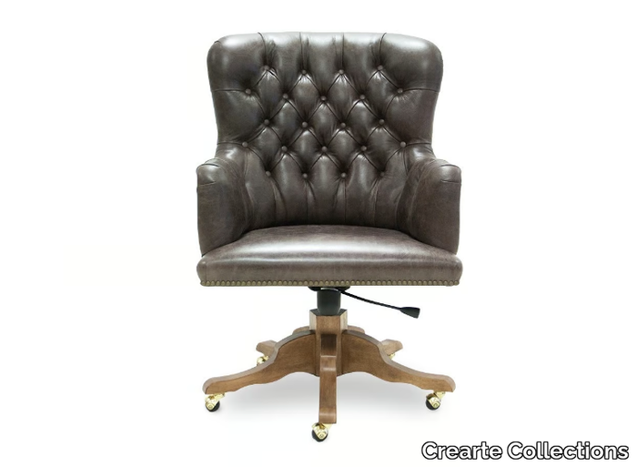 CAPITAL ORIGINS - Height-adjustable leather executive chair with 5-spoke base with armrests _ Crearte Collections