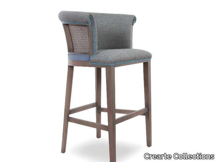 CASINO ESSENCE - High fabric stool with footrest with back _ Crearte Collections