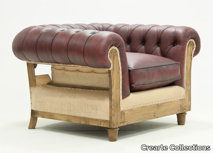 CHESTERFIELD LOOR ESSENCE - Tufted leather armchair with armrests _ Crearte Collections