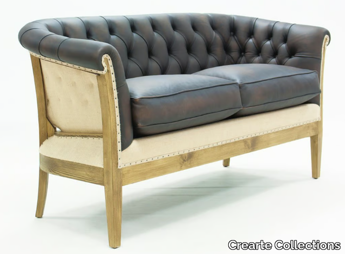 CLASS ESSENCE - 2 seater tufted leather sofa _ Crearte Collections