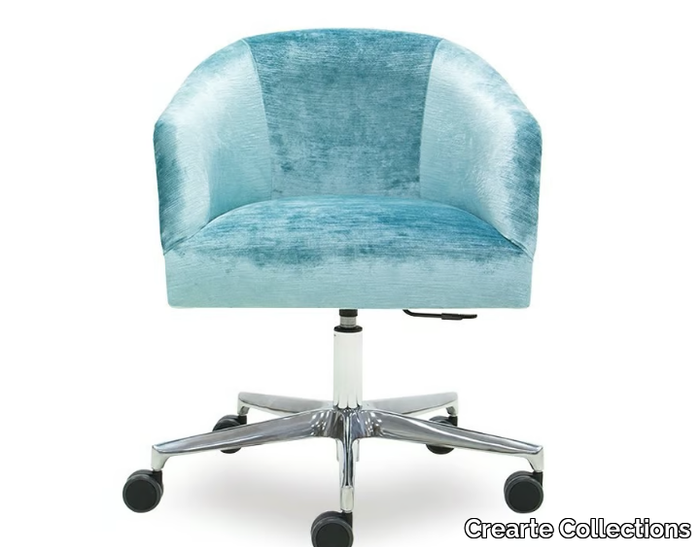 GIRONA ORIGINS - Height-adjustable velvet office chair with armrests with 5-Spoke base _ Crearte Collections