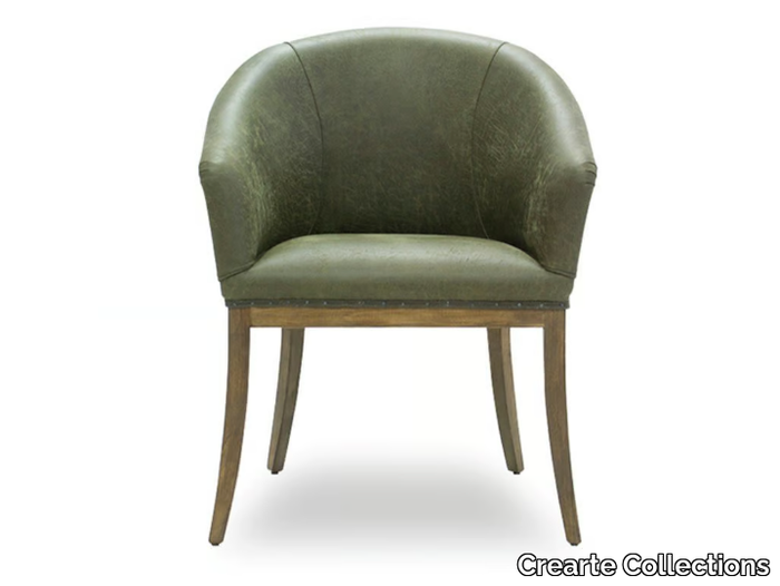 DOR ESSENCE - Upholstered leather chair with armrests _ Crearte Collections