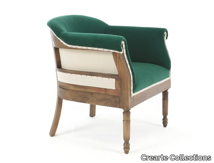 PARIS LOW ESSENCE - Upholstered velvet easy chair with armrests _ Crearte Collections