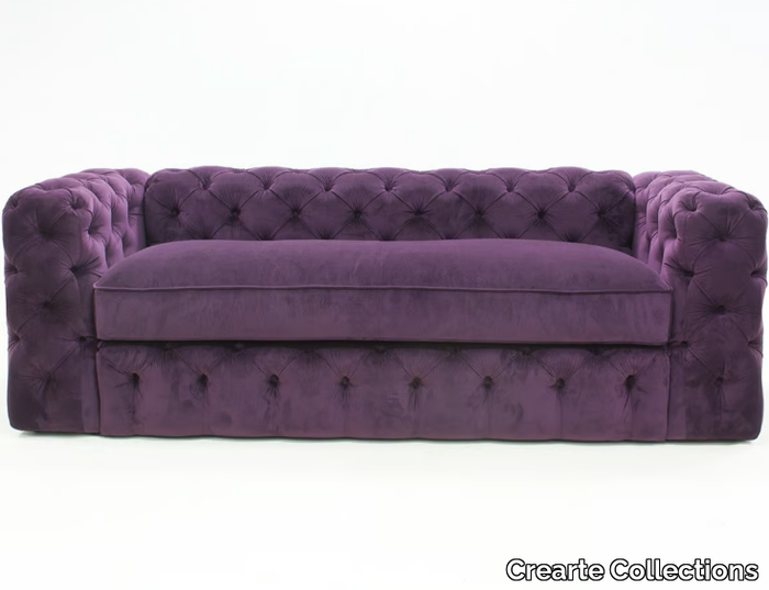 CAPITON CONTEMPORAIN - 3 seater tufted velour sofa _ Crearte Collections