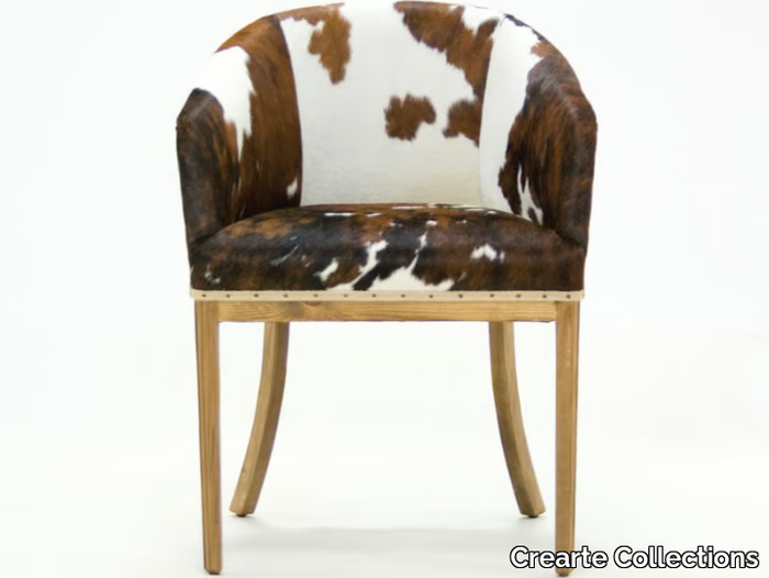 GIRONA ESSENCE - Upholstered cowhide chair with armrests _ Crearte Collections