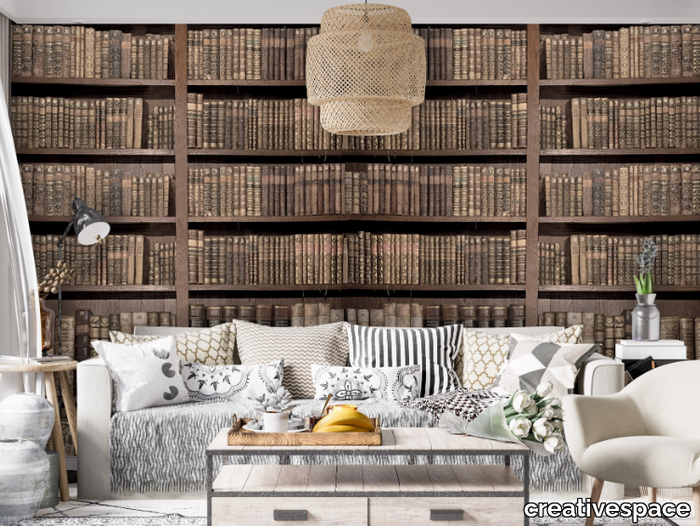 BOOKCASE - Washable trompe l'oeil nonwoven wallpaper _ creativespace