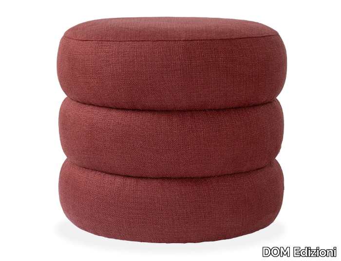 MACARON - Upholstered round linen pouf _ DOM Edizioni