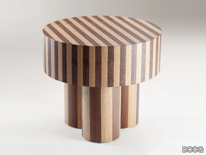 NUSA - Round oak and walnut high side table _ DOOQ