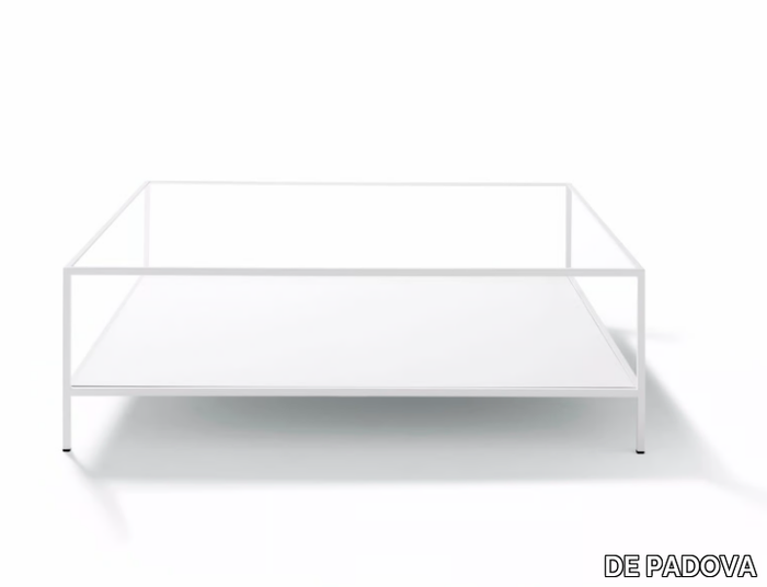 QUADRATO - Square glass and steel coffee table _ DE PADOVA