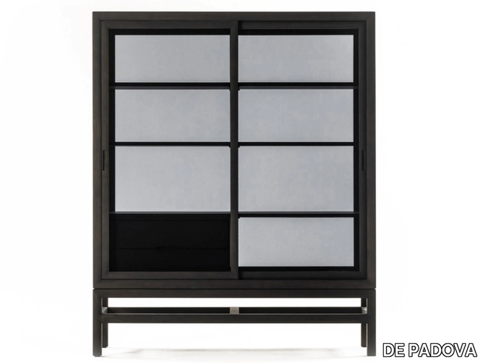 SILENT CABINET - Wood and glass highboard with sliding doors _ DE PADOVA