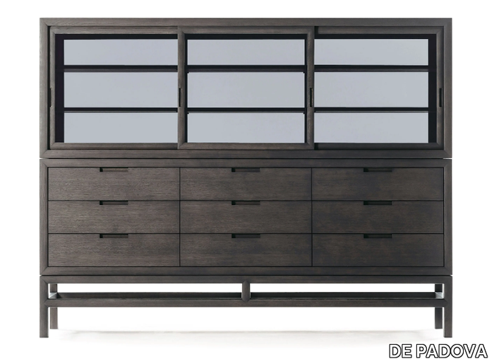 SILENT DRAWER CABINET - Wood and glass highboard with drawers _ DE PADOVA