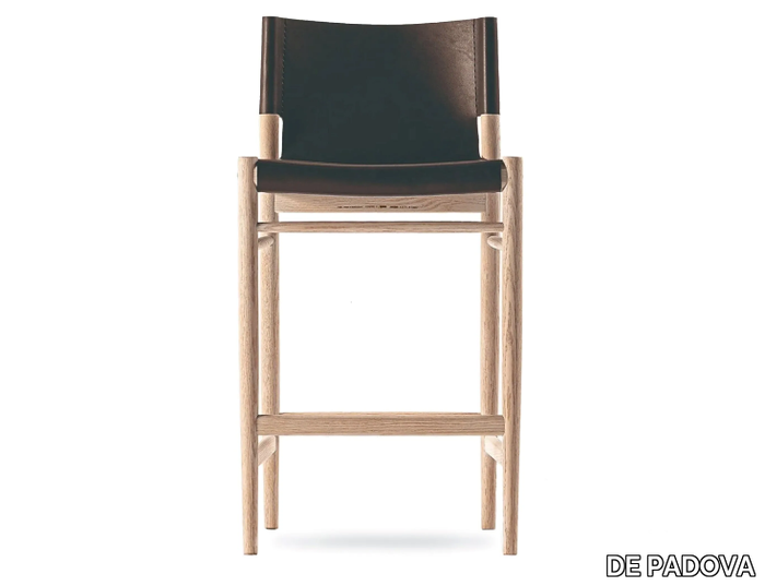 SUNSET - High tanned leather and oak stool _ DE PADOVA