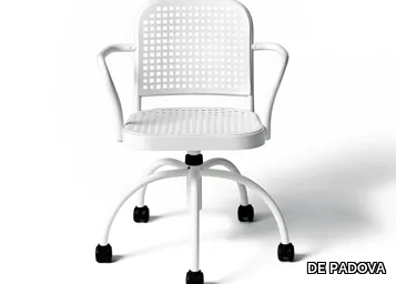 SILVER - Swivel aluminium chair with castors _ DE PADOVA