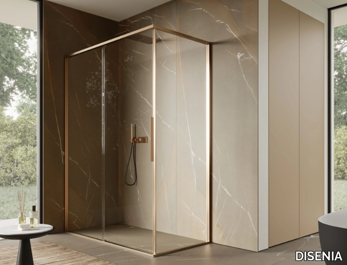 BRAVE 03 - Corner glass shower cabin with sliding door _ DISENIA