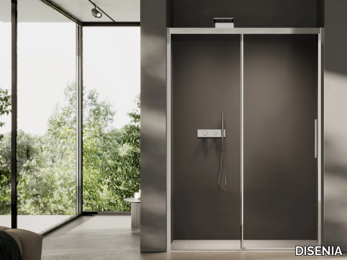 FOCUS - Corner glass shower cabin with sliding door _ DISENIA