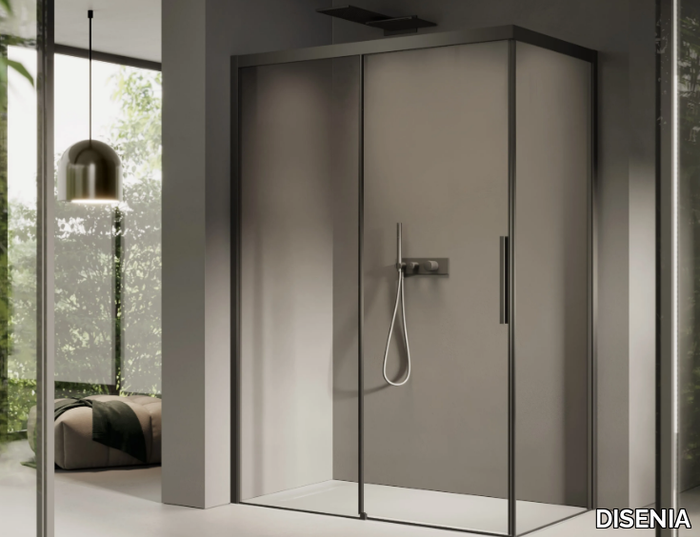 FOCUS 3 - Corner glass shower cabin with sliding door _ DISENIA